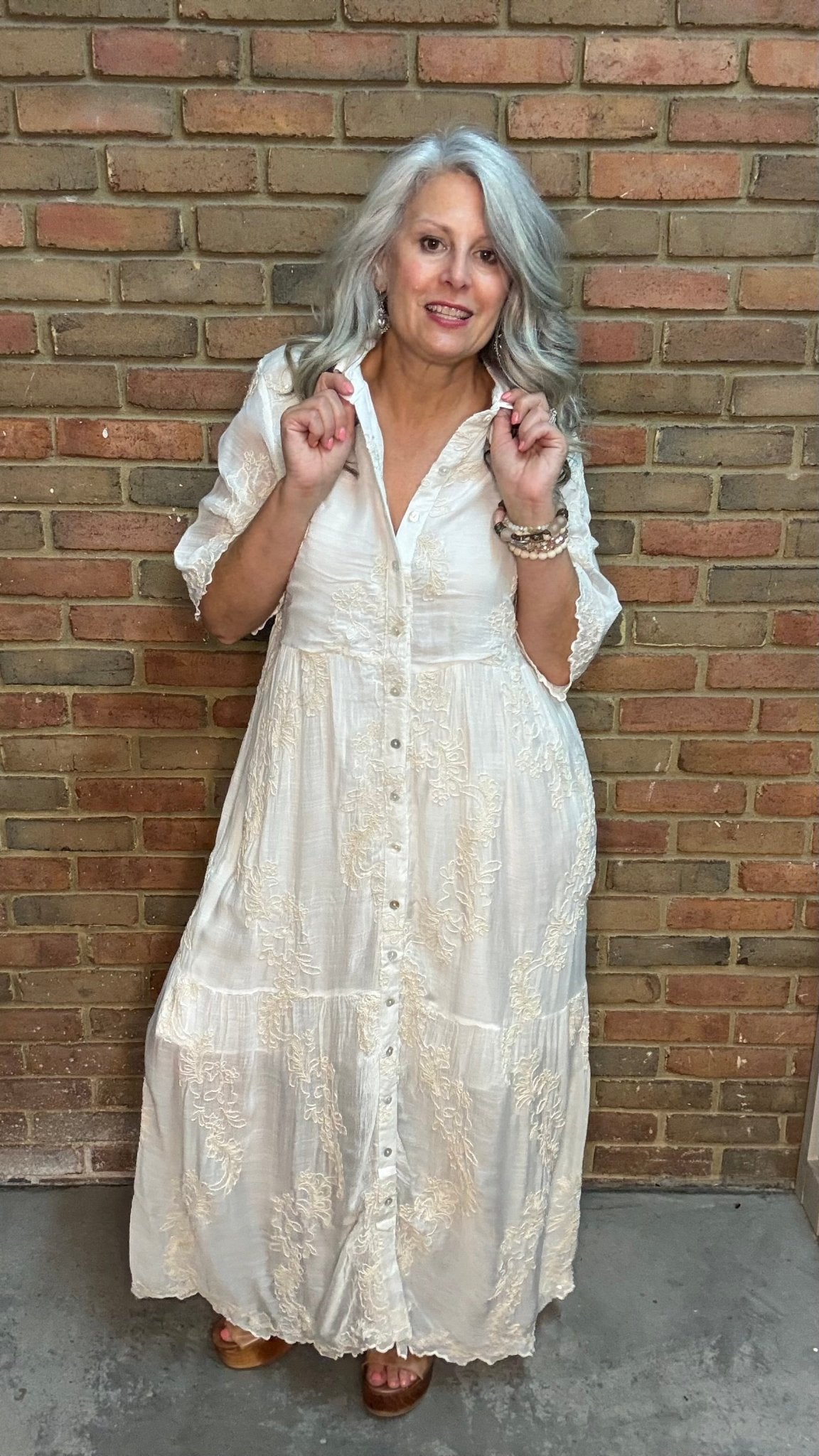 Embroidered Shirt Dress - Vintage Vault Boutique