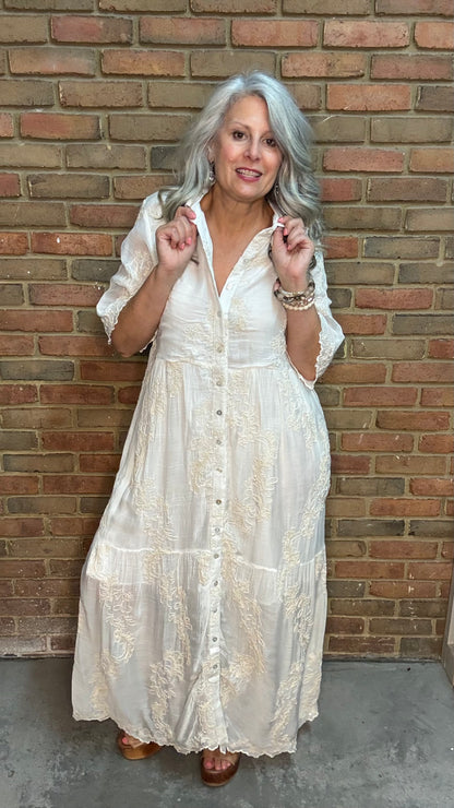Embroidered Shirt Dress