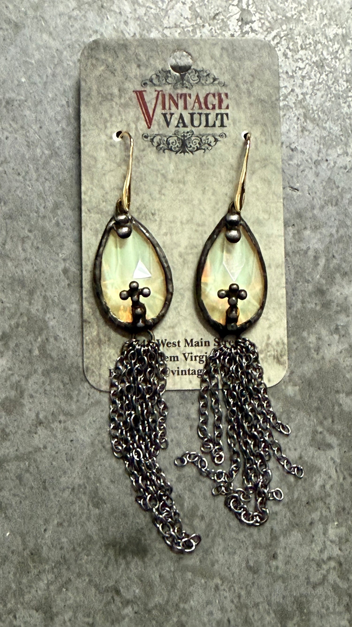 Cross Crystal Chain Earring