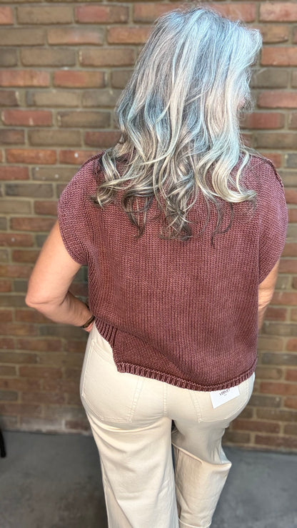 Sleeveless Sweater Vest PLUM