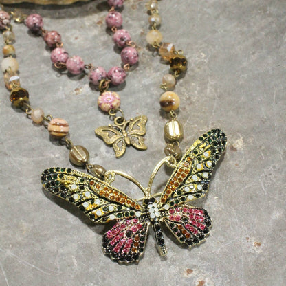 Fly High Butterfly Bling Layered Necklace