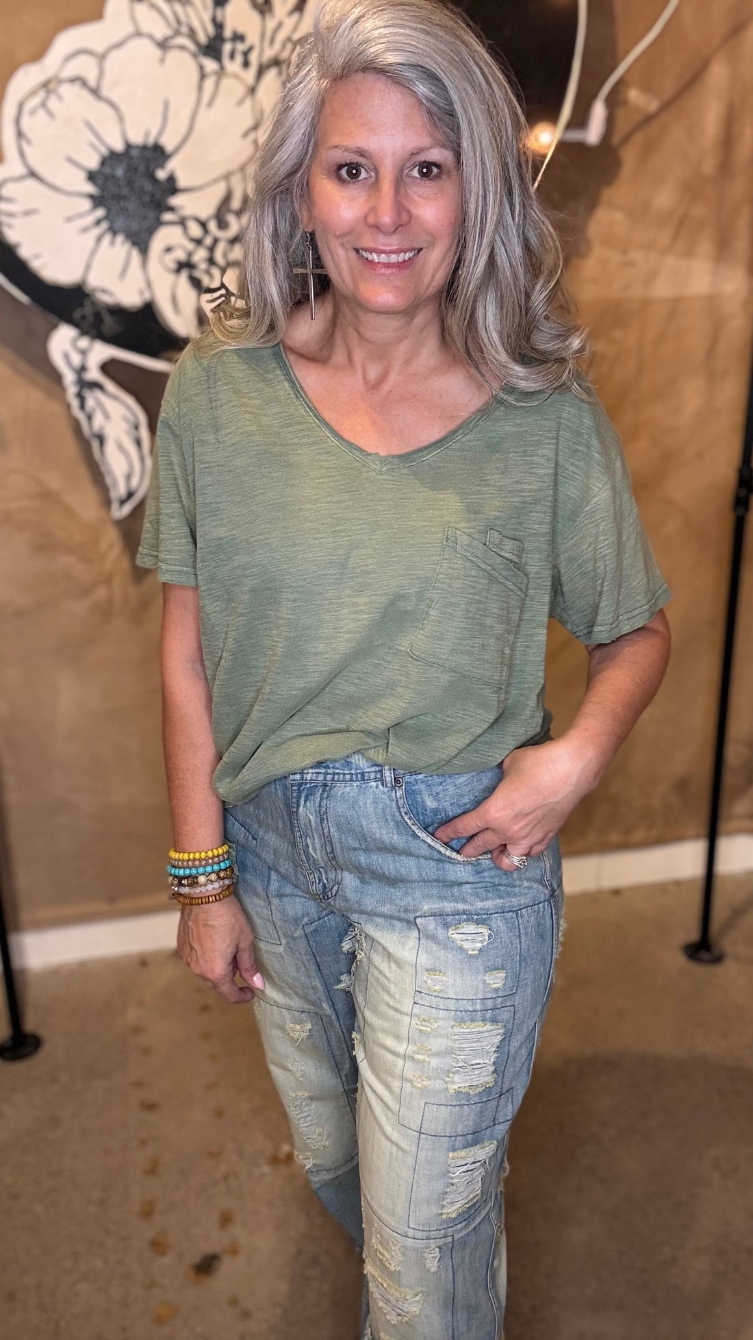 Moon Dance V-Neck in Olive