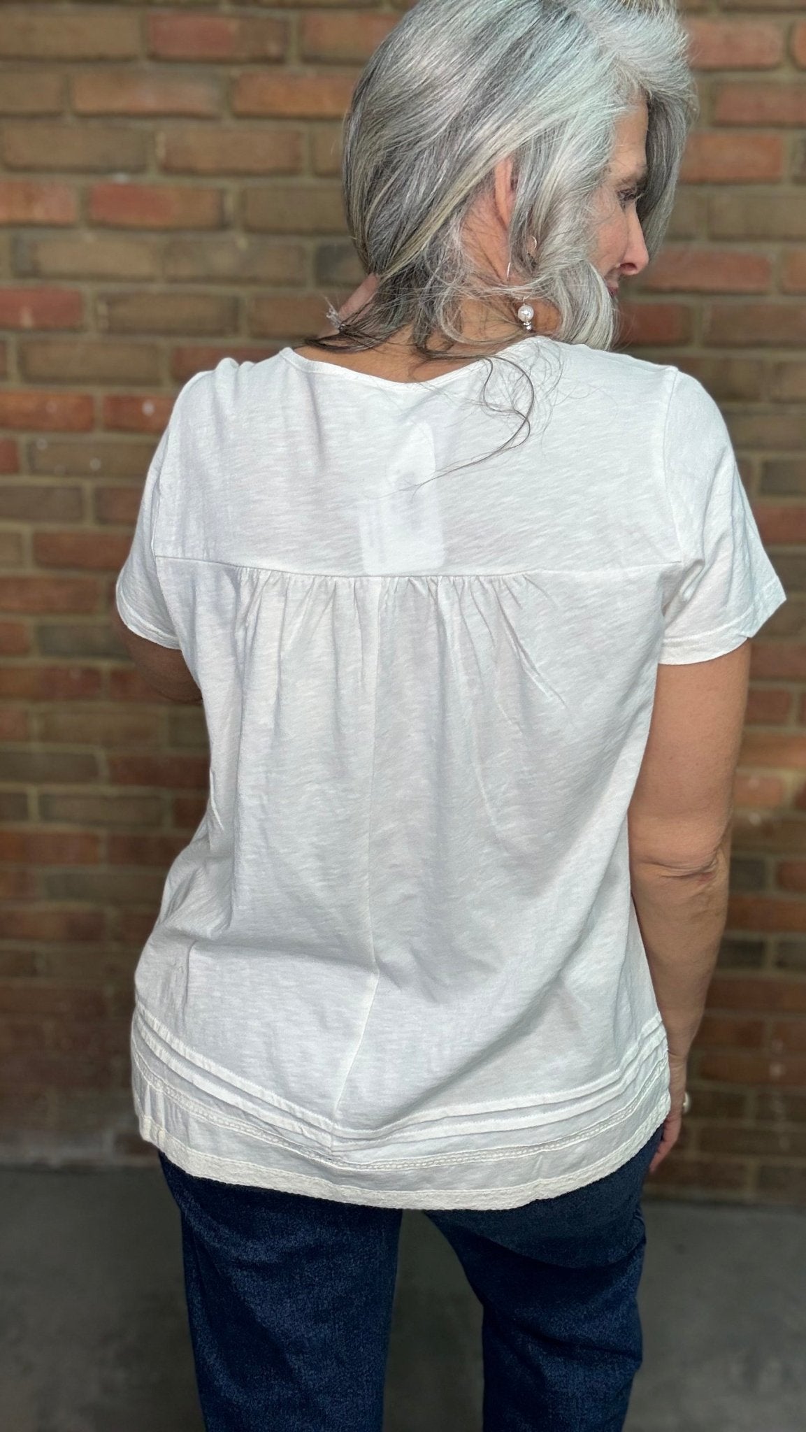 Lace Trim Cotton Top - Vintage Vault Boutique