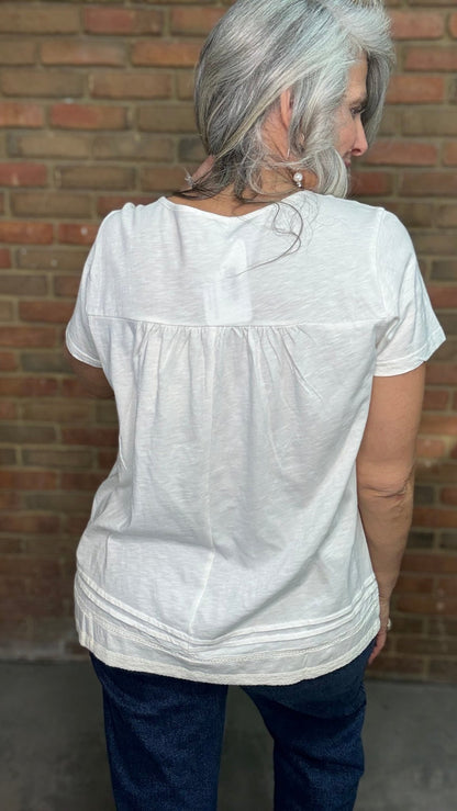 Lace Trim Cotton Top - Vintage Vault Boutique
