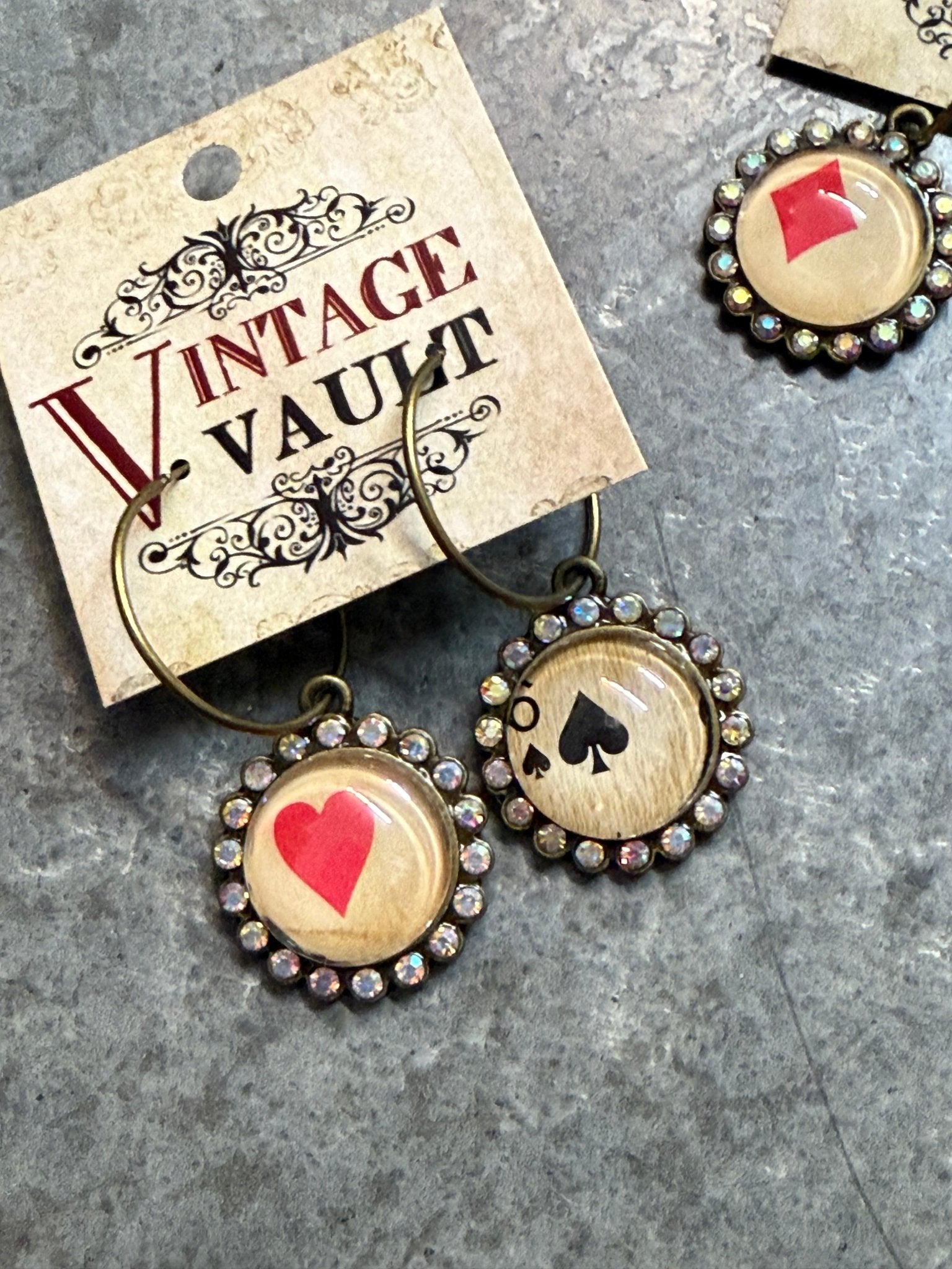 Mismatched Card Earrings - Vintage Vault Boutique