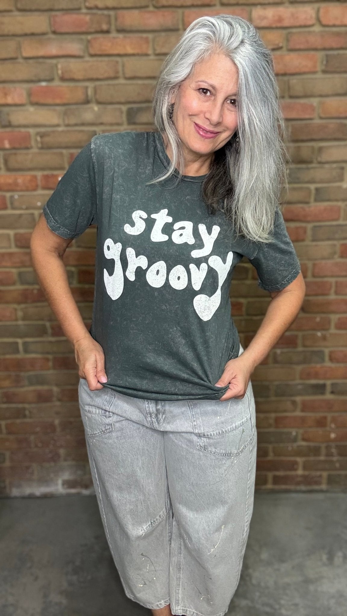Mineral Wash Stay Groovy T-Shirt - Vintage Vault Boutique