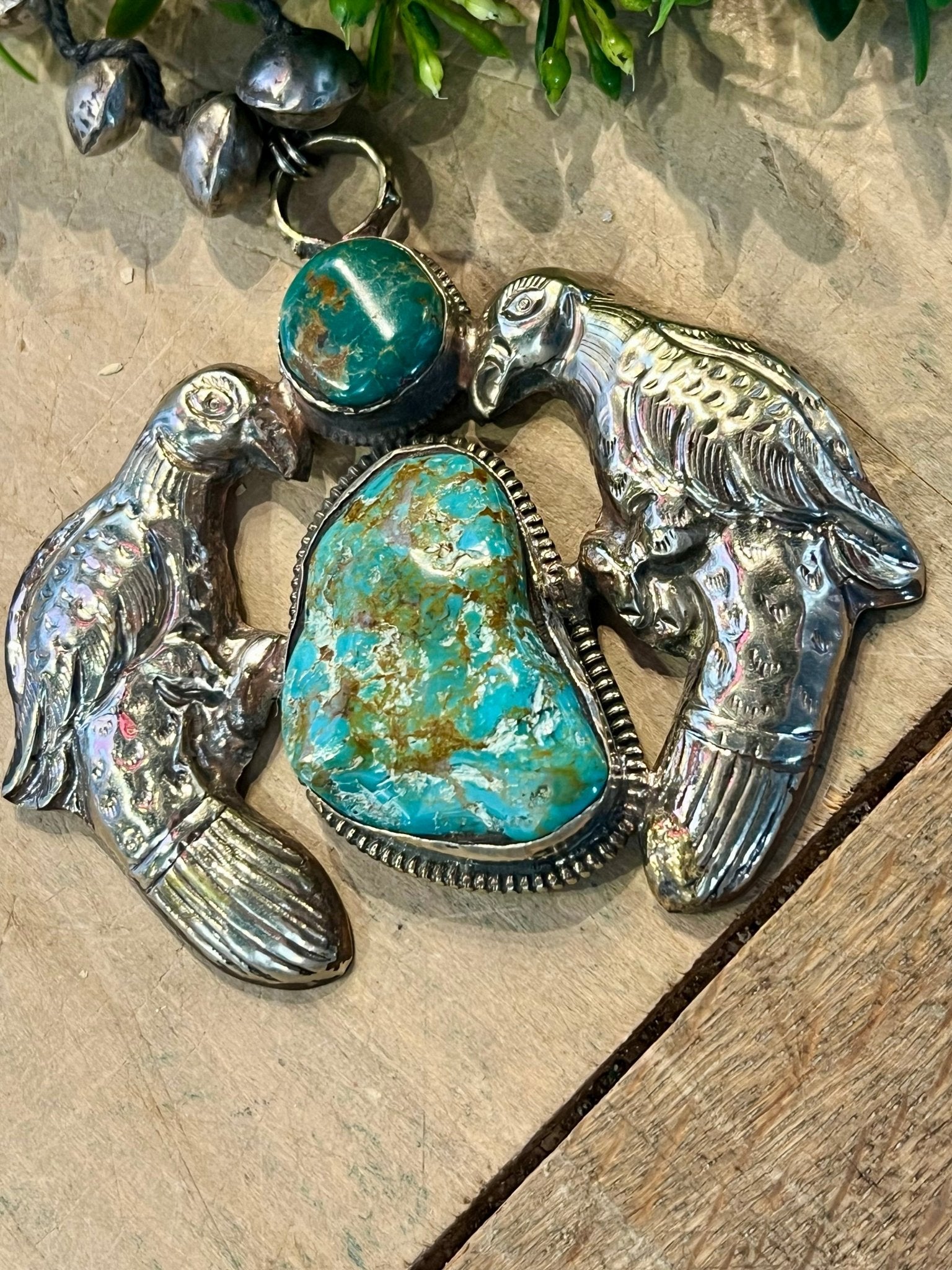 Double Bird Turquoise Necklace - Vintage Vault Boutique