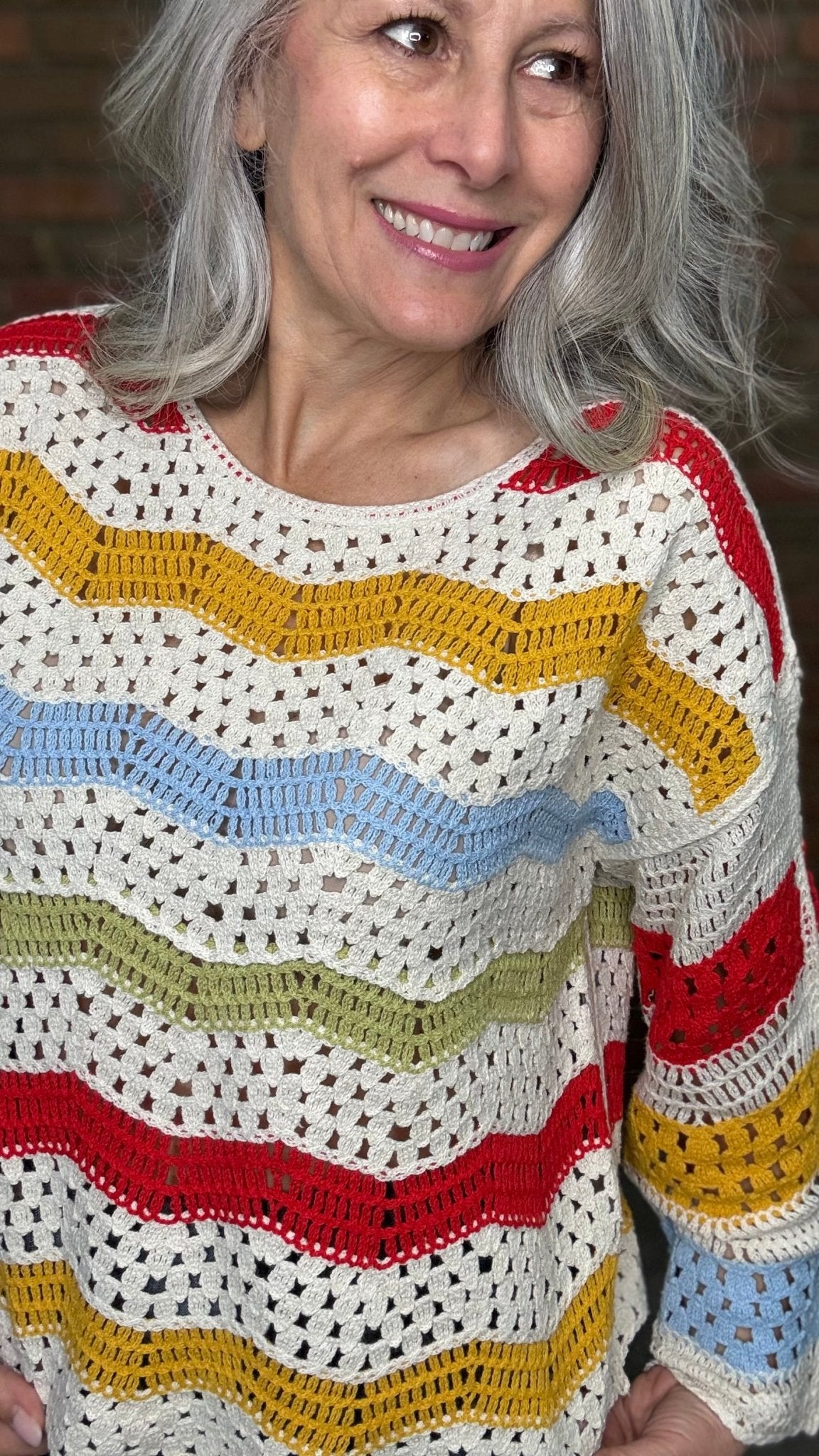 Sunshine 3/4 Sleeve Crochet Top - Vintage Vault Boutique