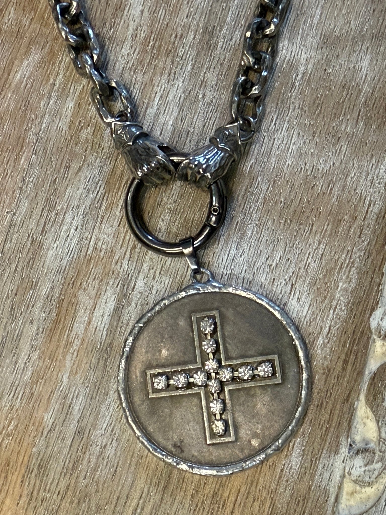 Hands on Cross Coin Necklace - Vintage Vault Boutique
