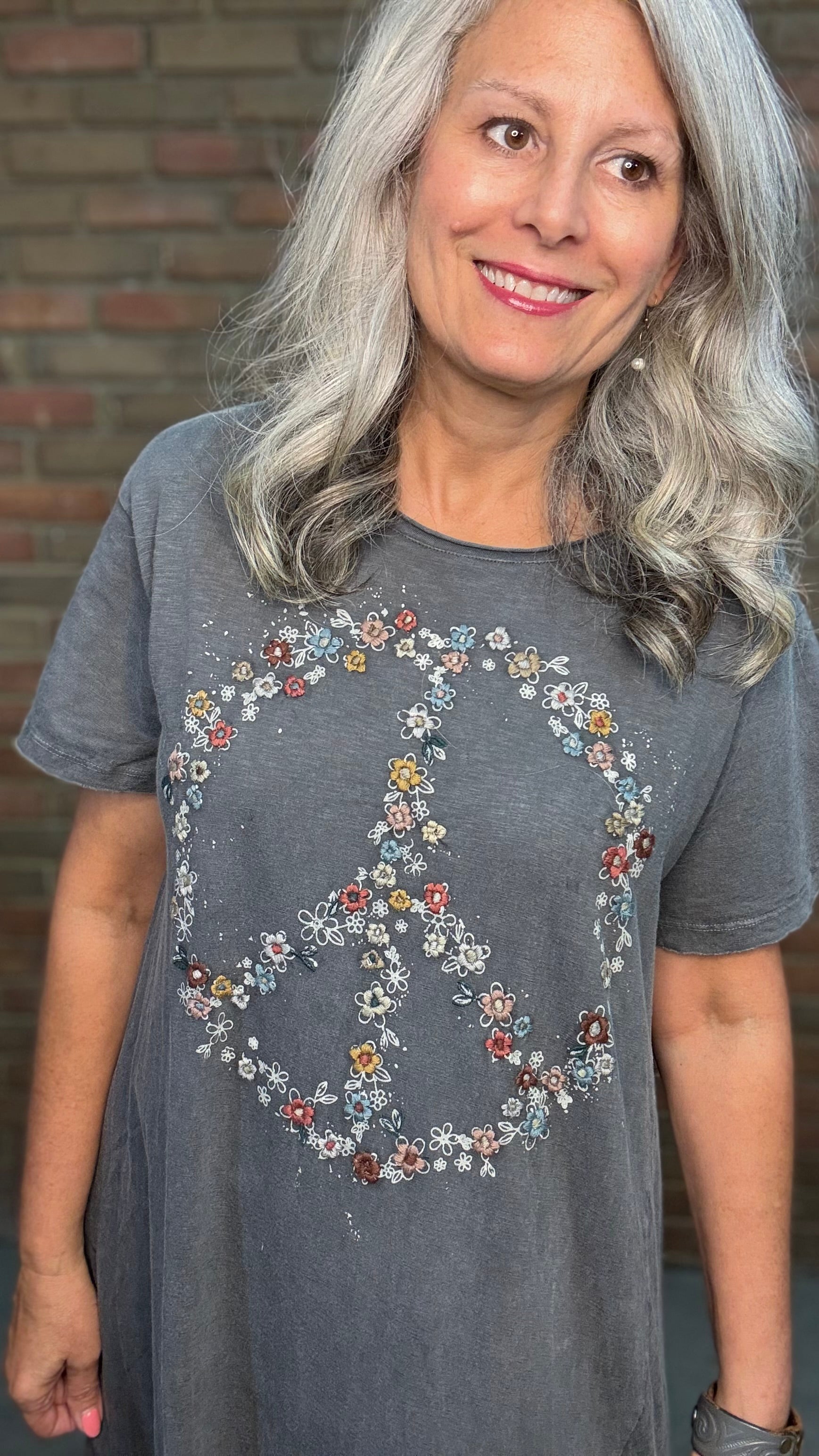 Santana - Embroidery Floral Peace Dress