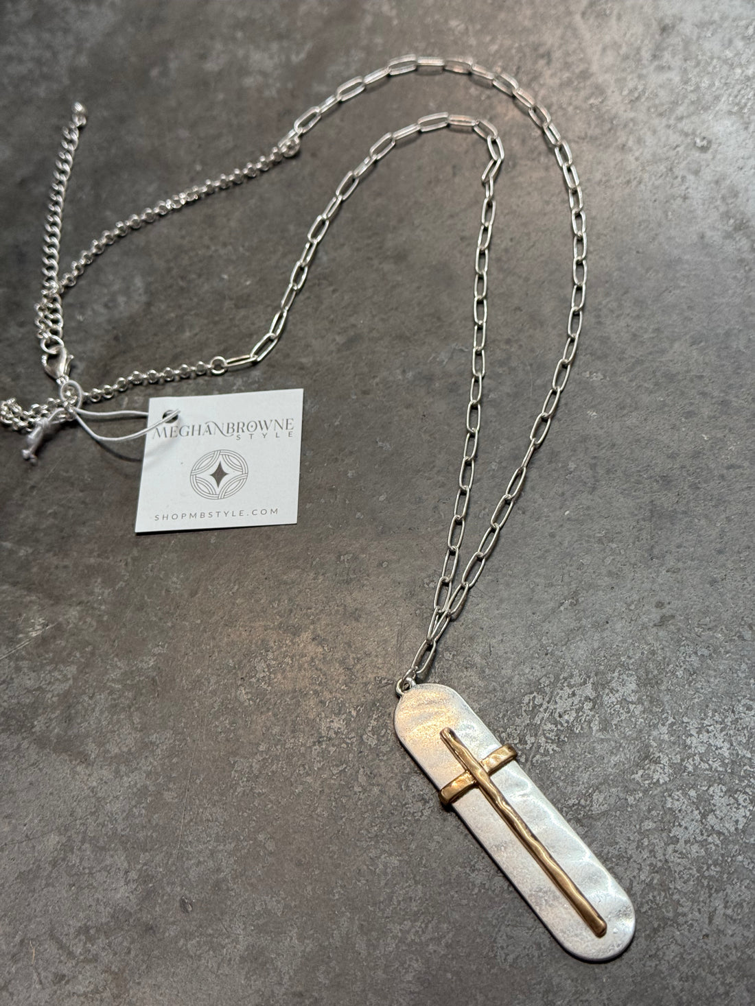 Two Tone Cross Pendant Necklace
