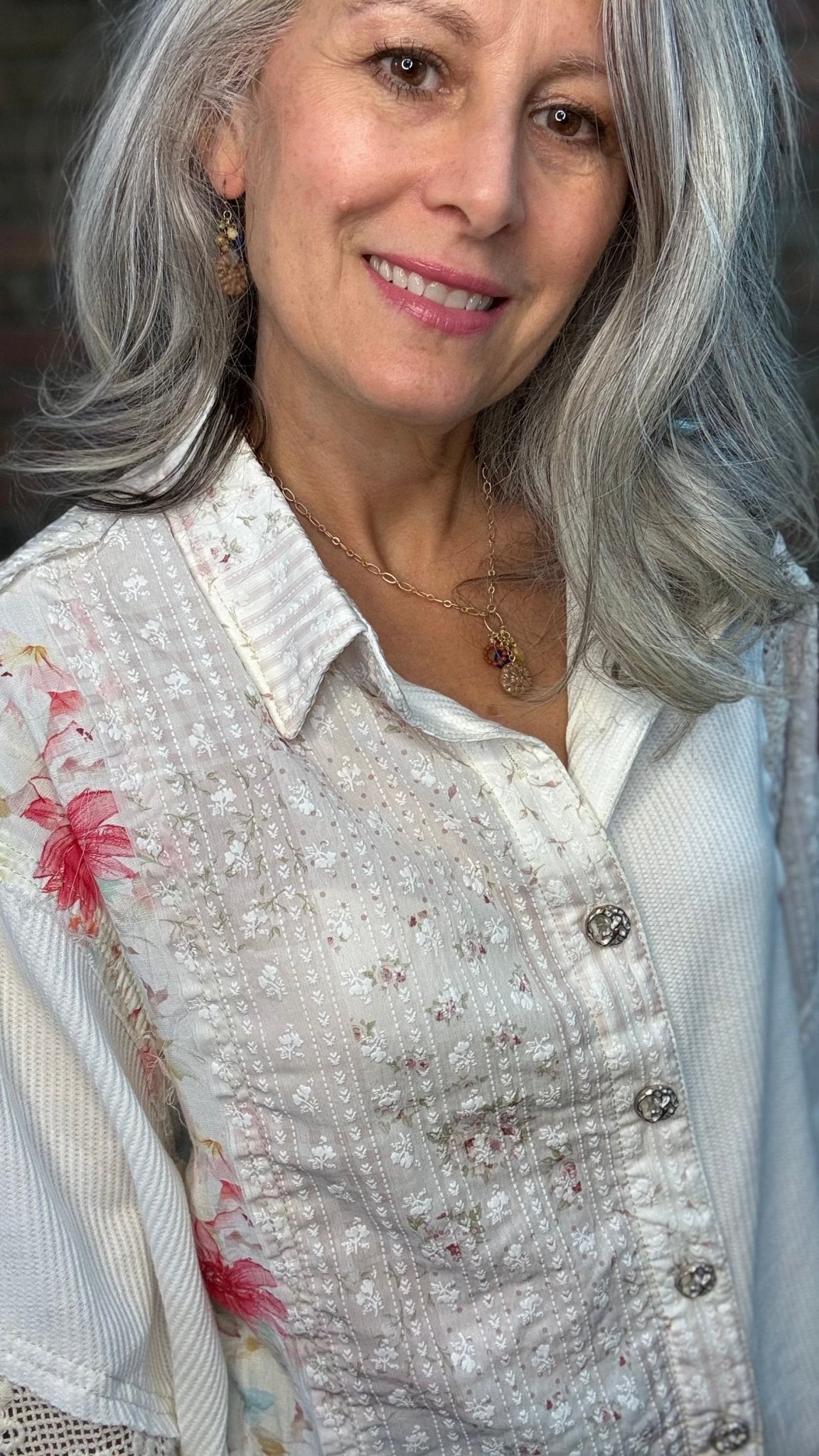 Balloon Sleeve Patchwork Shirt - Vintage Vault Boutique