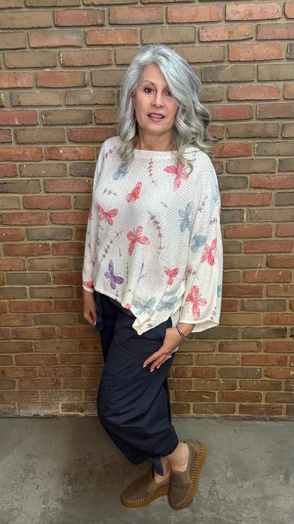 Half Sleeve Butterfly Sweater - Vintage Vault Boutique