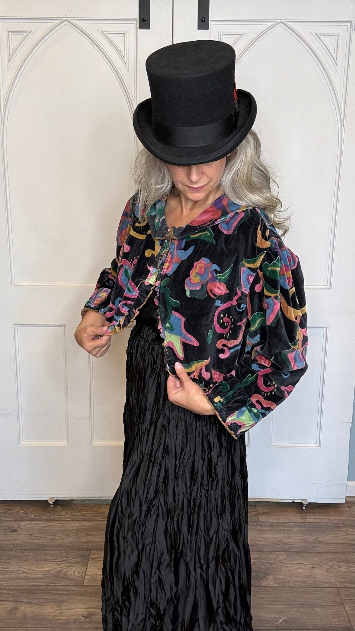 Black Velvet Crop Jacket - Vintage Vault Boutique