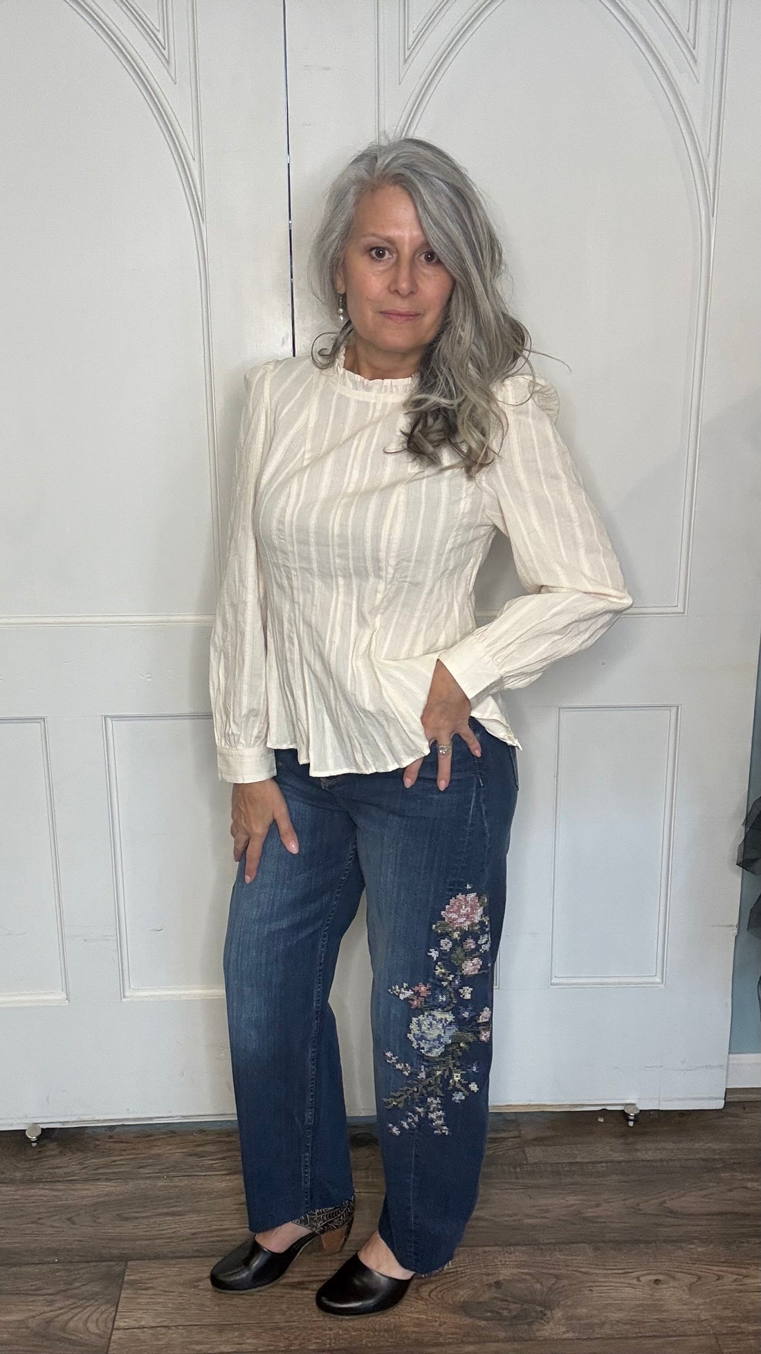Textured Ruffle Neck Top