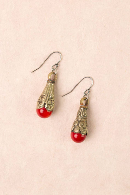 Vintage Red Jasper Drop Earrings 014E - Vintage Vault Boutique