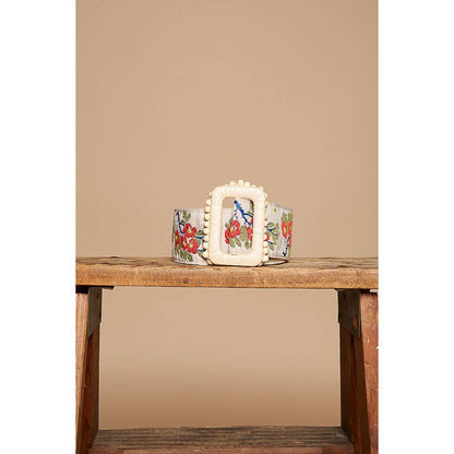 Floral pattern Cream and Ruby Belt - Vintage Vault Boutique