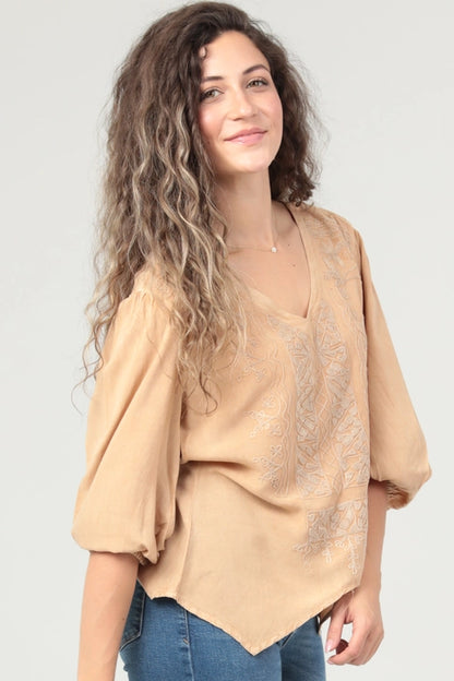 Ivory on Sand Embroidery Top