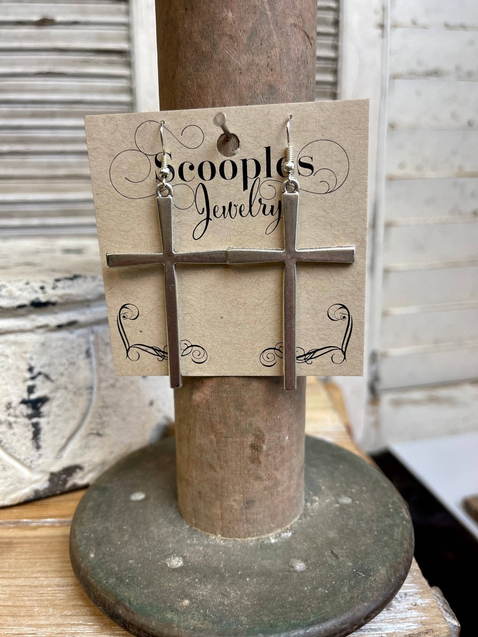 Silver Cross Earring - Vintage Vault Boutique