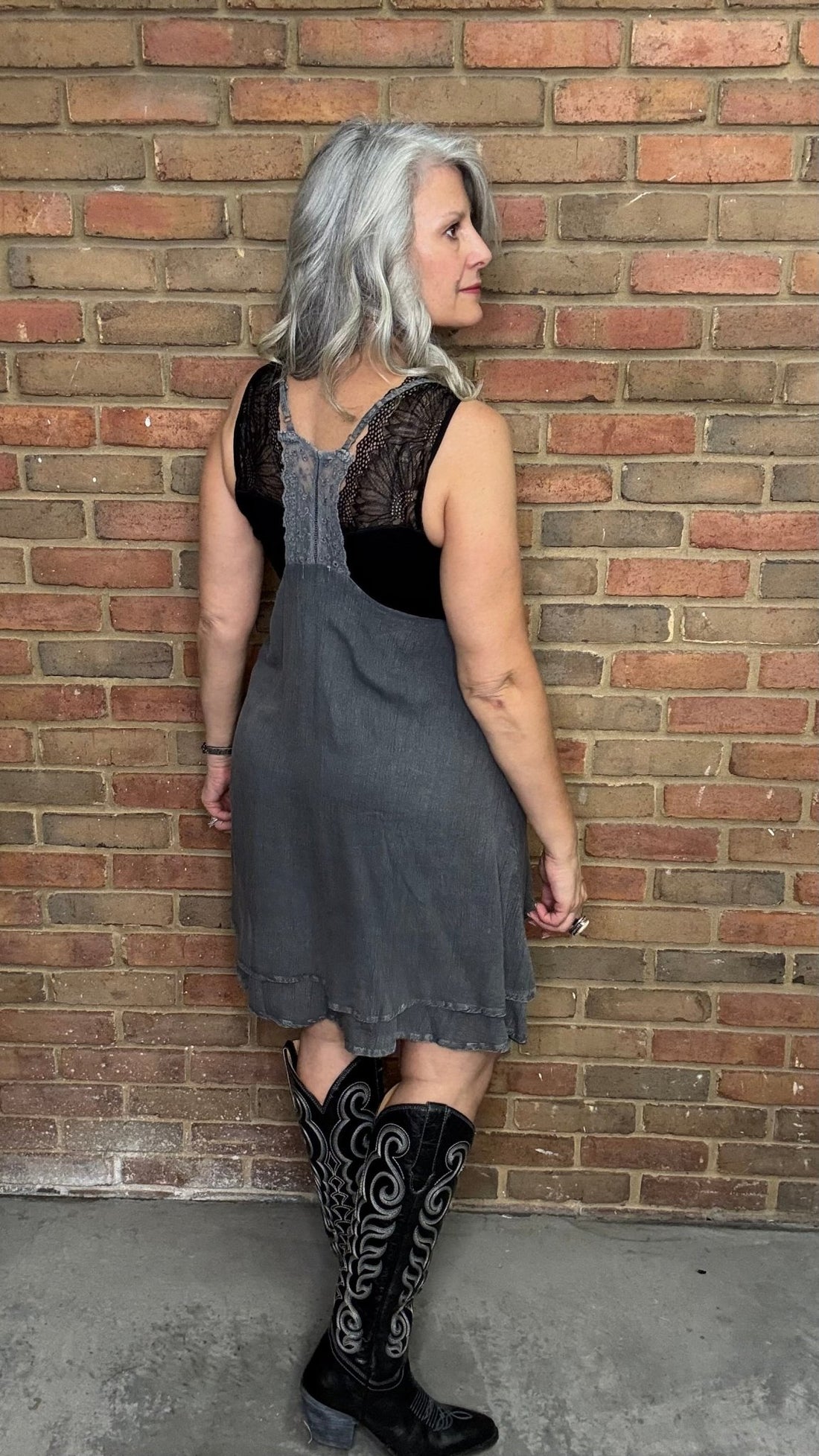 Long Charcoal Tunic Tank - Vintage Vault Boutique