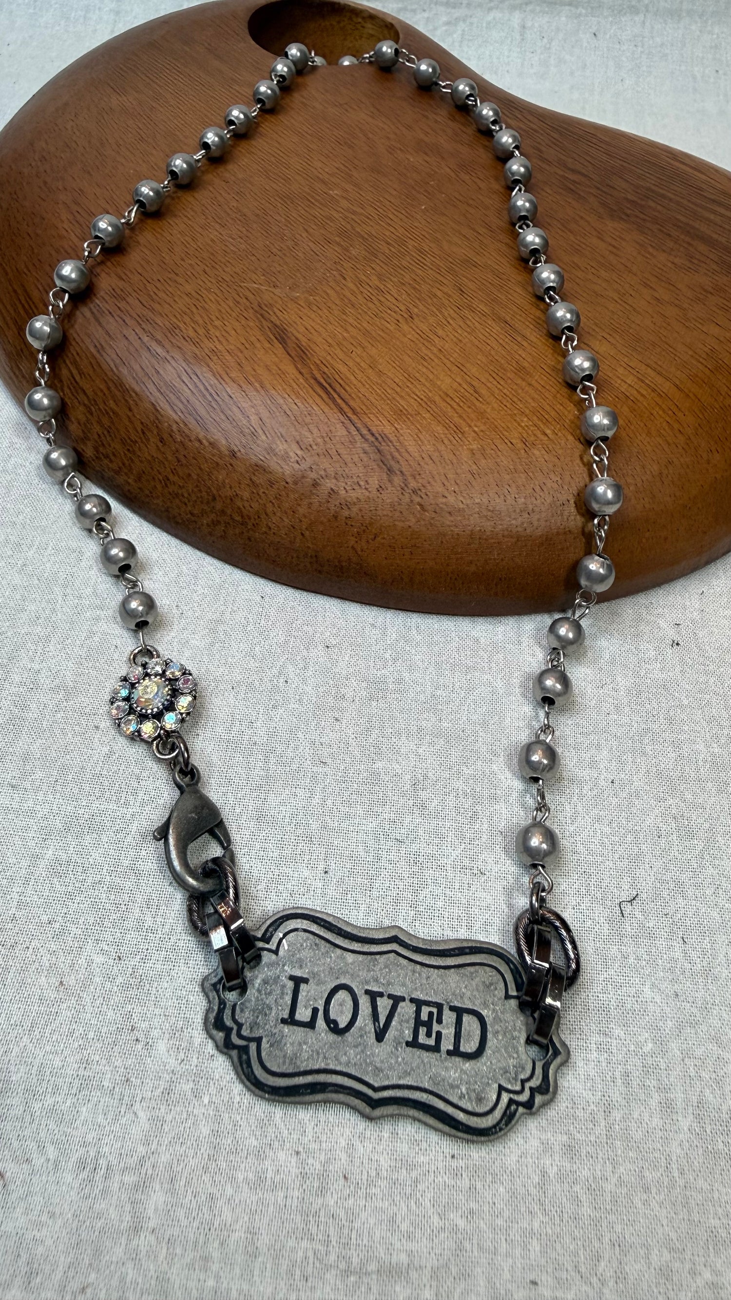 Loved Vintage Stamped Bar Necklace