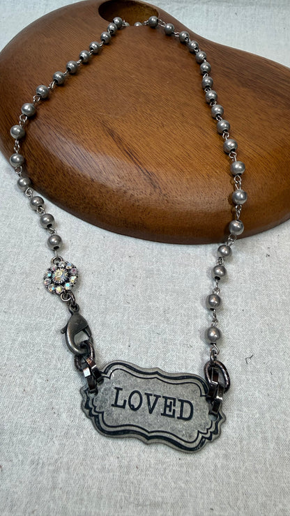 Loved Vintage Stamped Bar Necklace