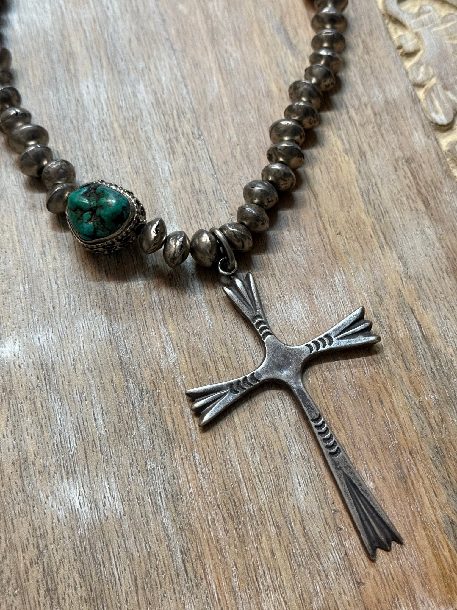 Cross with Mali Beads Necklace - Vintage Vault Boutique