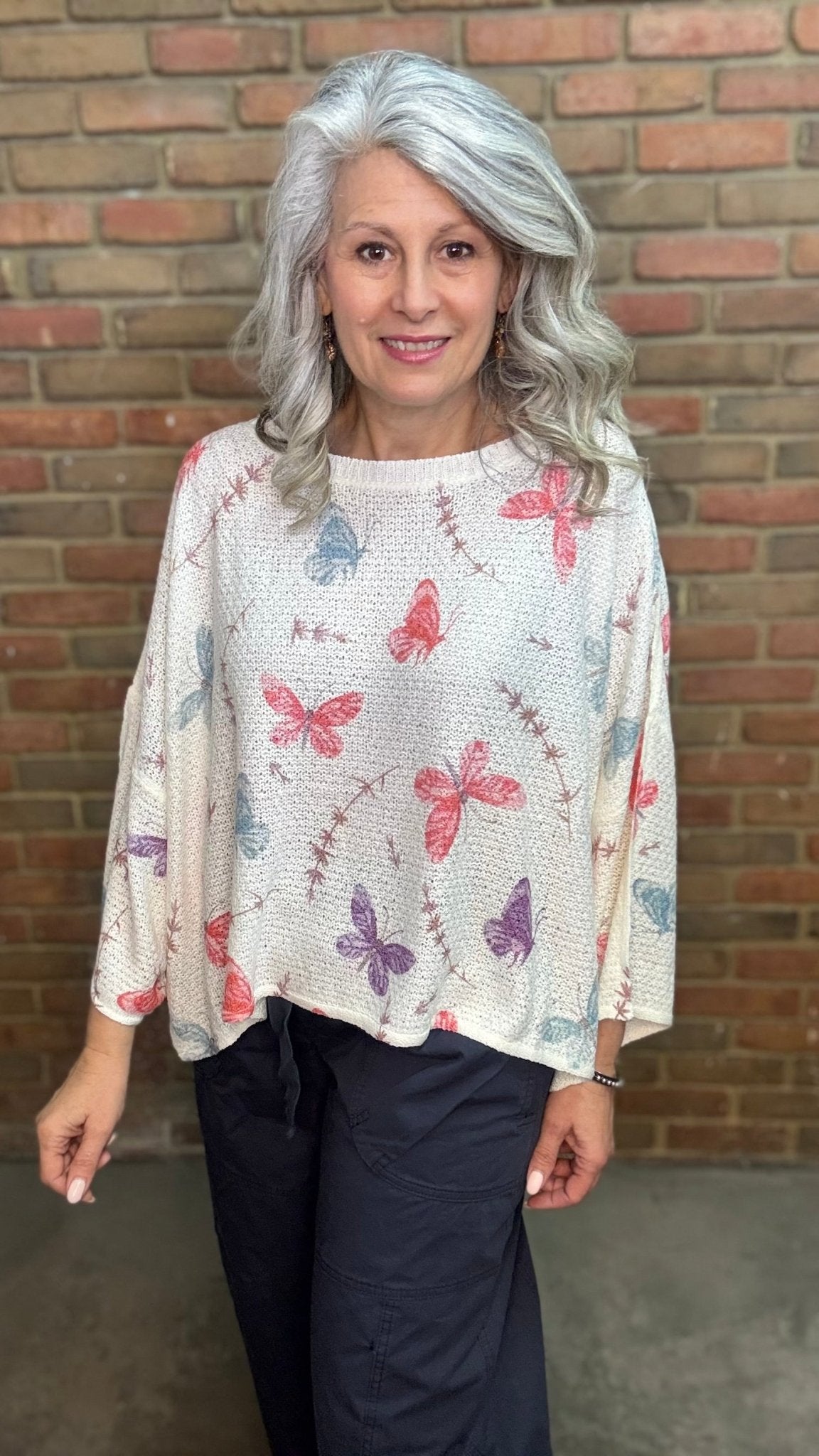 Half Sleeve Butterfly Sweater - Vintage Vault Boutique
