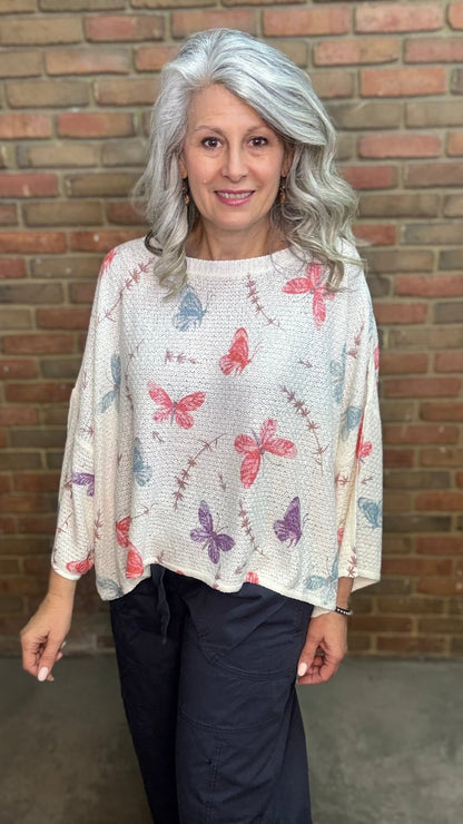 Half Sleeve Butterfly Sweater - Vintage Vault Boutique