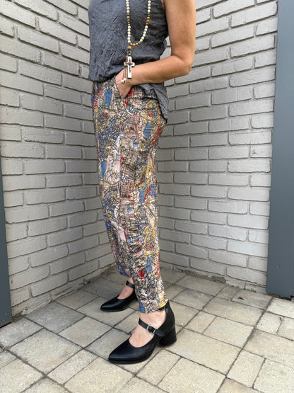 Olive European Crush Printed Pants