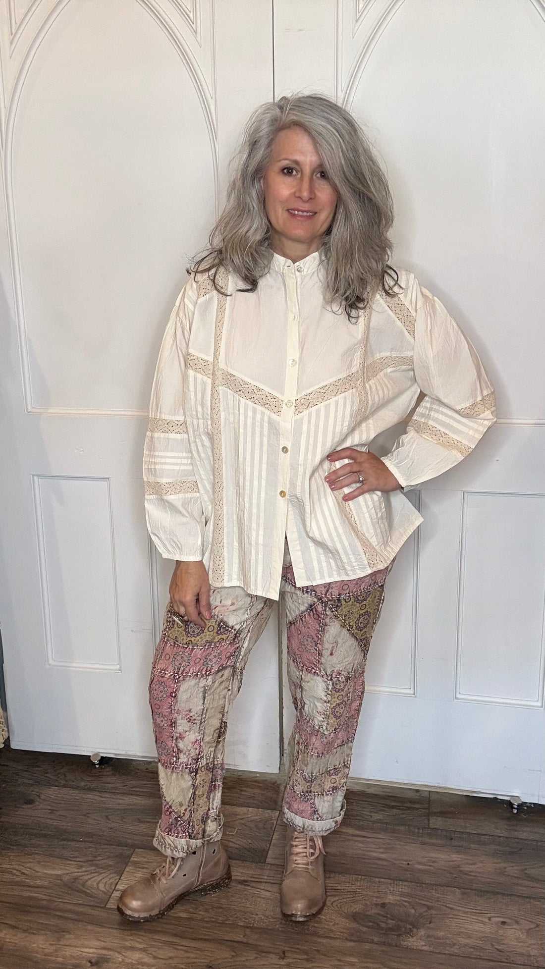 Vintage Cotton and Lace Inset Top