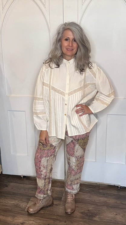 Vintage Cotton and Lace Inset Top