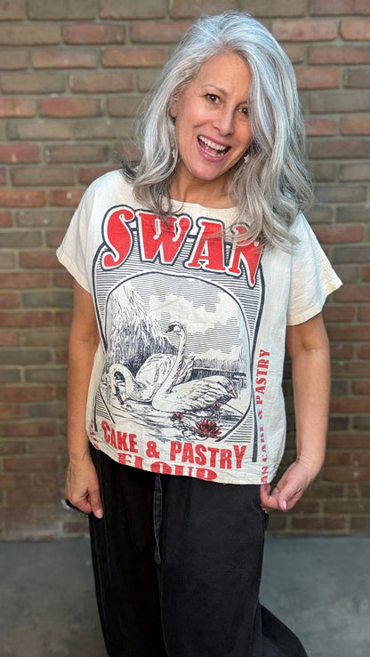 Vintage Swan Flour Hi - Lo Top - Vintage Vault Boutique