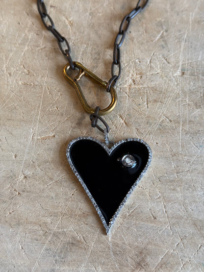 Black Heart Pave Diamond Necklace