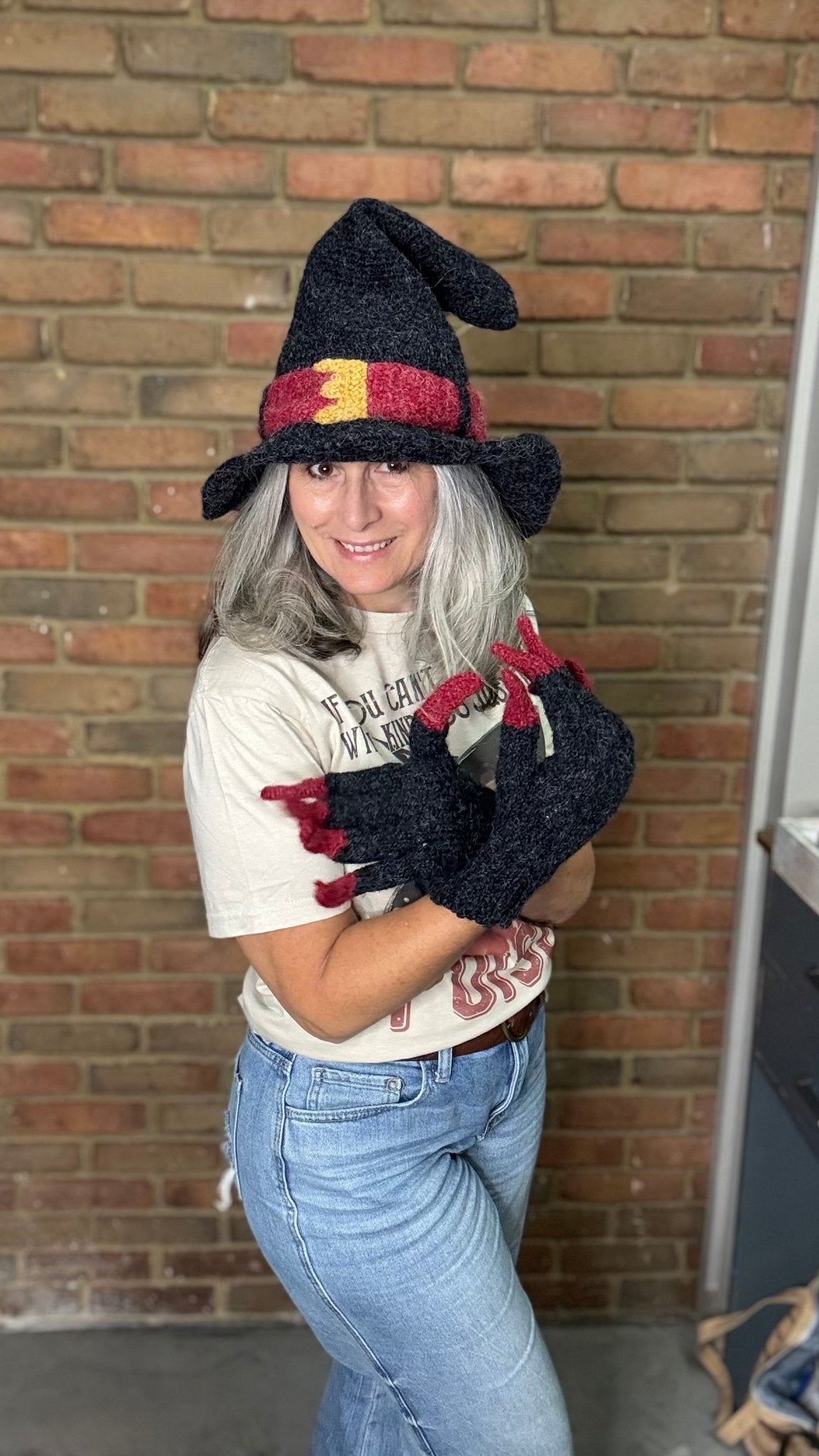 Knitted Witch Hat with Band - Vintage Vault Boutique
