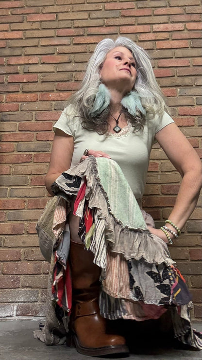Boho Chic Patchwork Midi Skirt - Vintage Vault Boutique