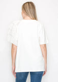 Back view of Ronna Ruffle Sleeve Knit Top on a model.