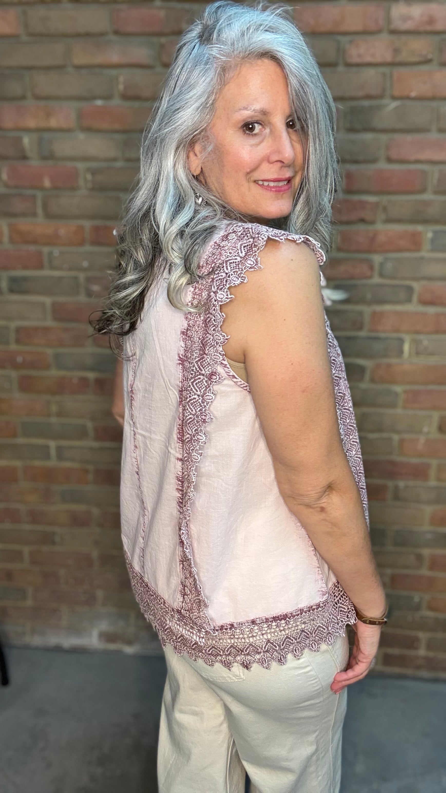 Floral Scalloped Embroidered Cotton Top