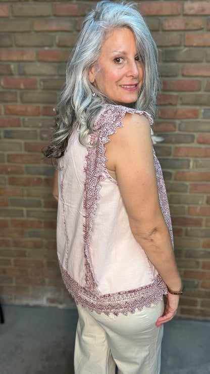 Floral Scalloped Embroidered Cotton Top
