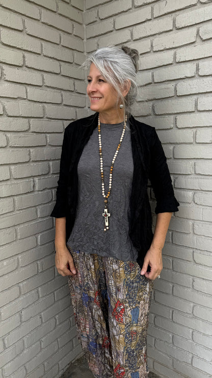 Black Crinkle Solid Cardigan
