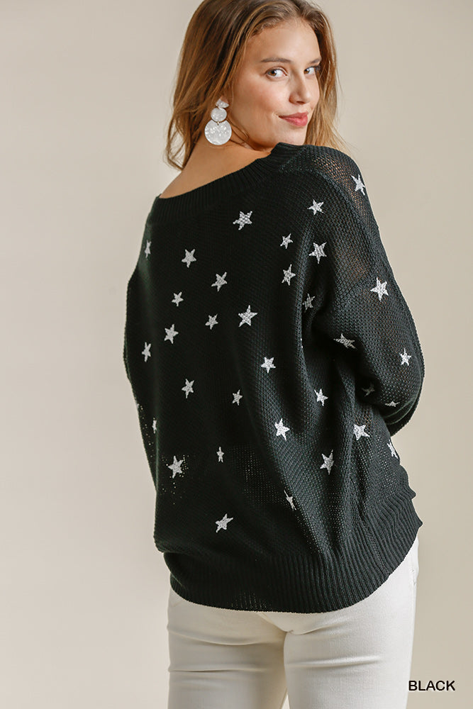 Black Star Stamped Sweater