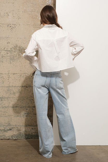 Cotton Embellished Collar Shirt