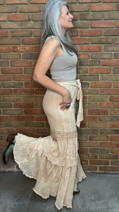 Boho Tiered Lace Pant - Vintage Vault Boutique