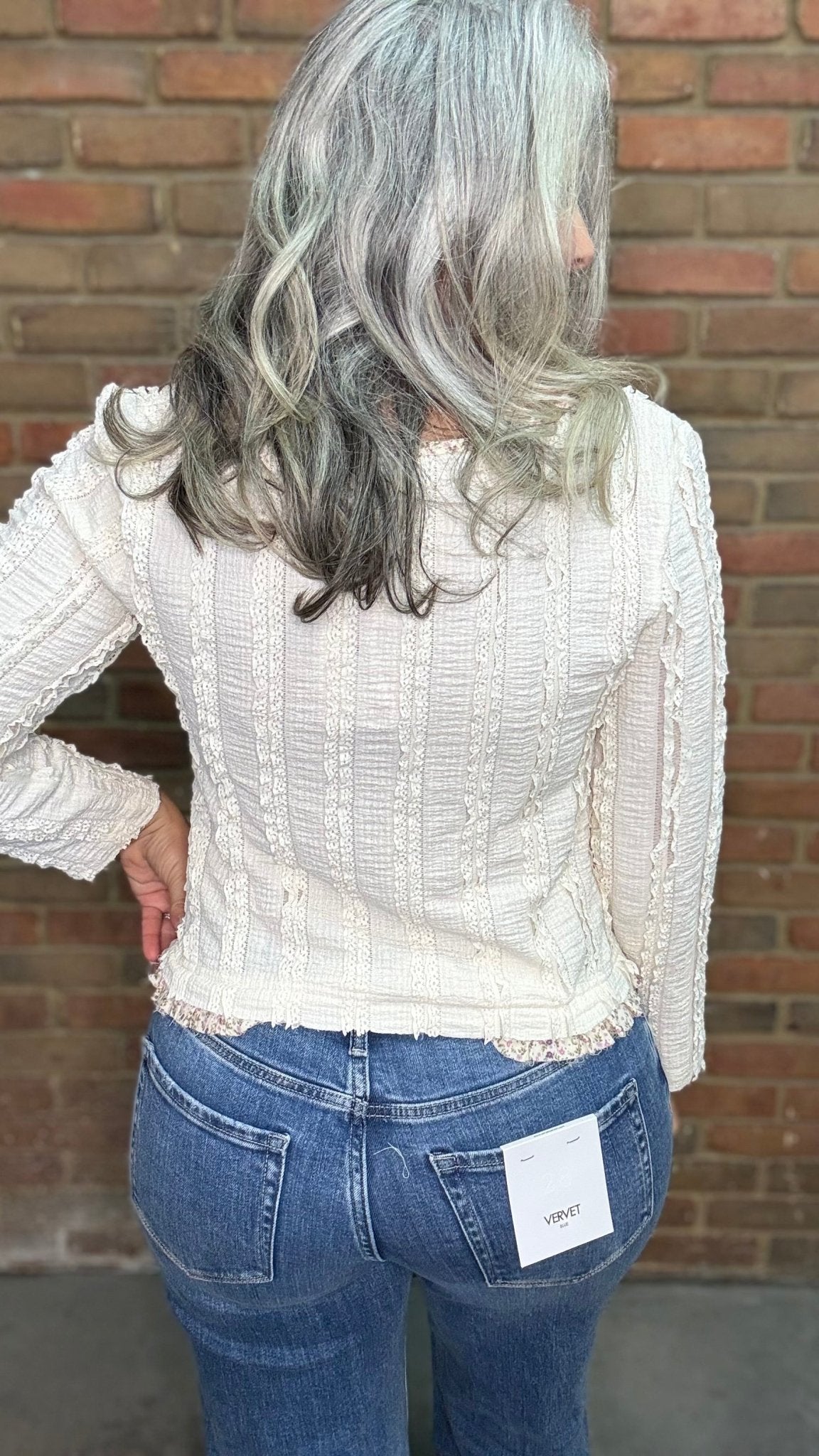 Cream Lace Detail Top - Vintage Vault Boutique