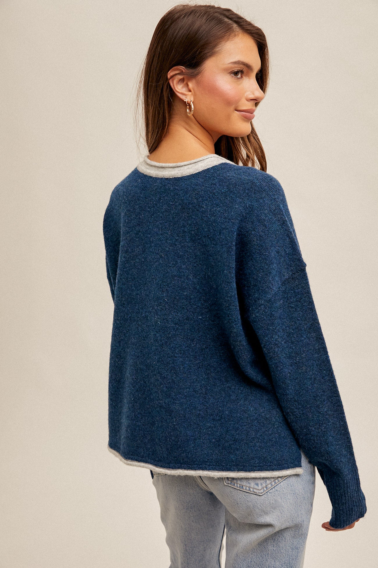 Teal Notch Neck Sweater 