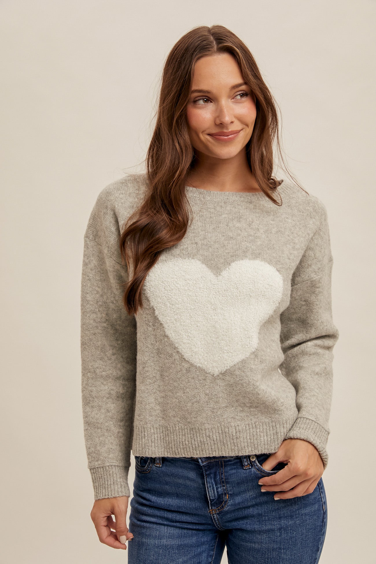 Heart Boat Neck Sweater 