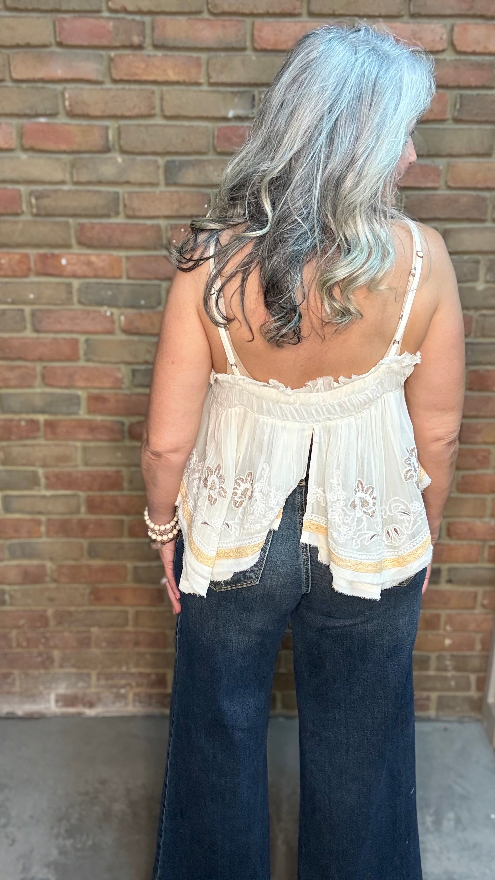 Ruffle Embroidered Tank