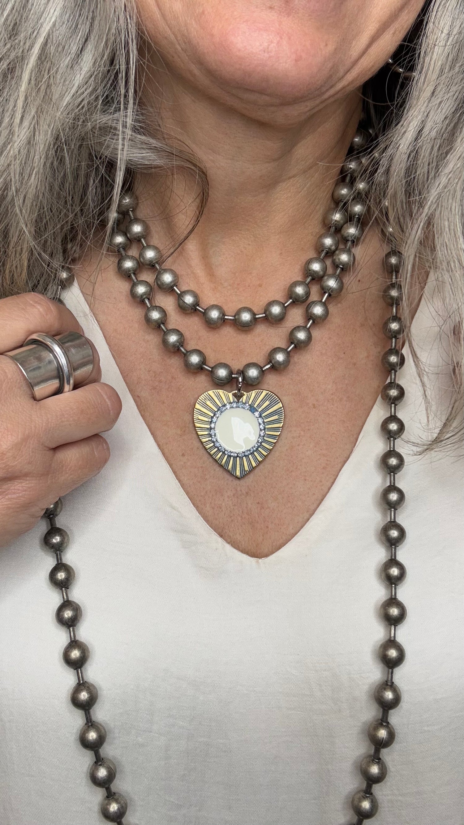 Radmilla Long Necklace in Antique Silver