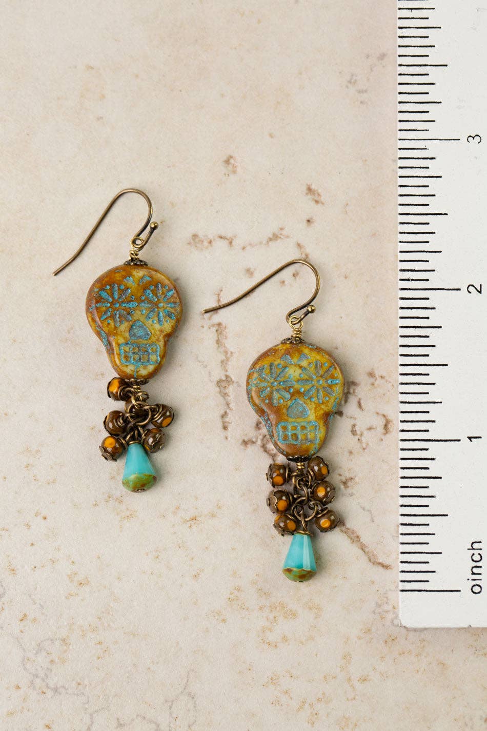 Czech Glass Skull Earrings 114E - Vintage Vault Boutique