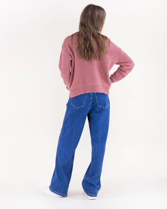 Boucle Floral Applique Sweater - Vintage Vault Boutique